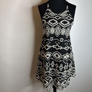 Anthropologie Staring at Stars Womens Racerback Dress XS Black Cream Tribal Boho